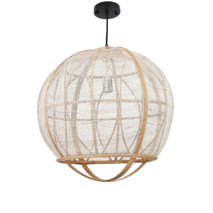 Pella Hanglamp - H50 x Ø51 cm - Linnen - Beige