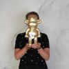 Ornament - aap -beeldje 'de legende'- polyresin - goud - 20,5x13,5x35cm - Afbeelding 2