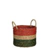 Mand - Set van 3 - H29 x Ø32 cm - Bruin, Rood, Groen, Roze - Afbeelding 3
