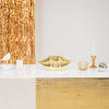 Ornament - disco -lippen - glas - goud - 29x10x13,5 cm - Afbeelding 5