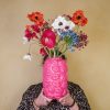 Vaas - Kisses - Keramiek - Neon Roze - 17x17x27cm - Afbeelding 2