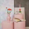 Vaas - parelhals - keramiek - lichtroze - 12x12x24cm - Afbeelding 2