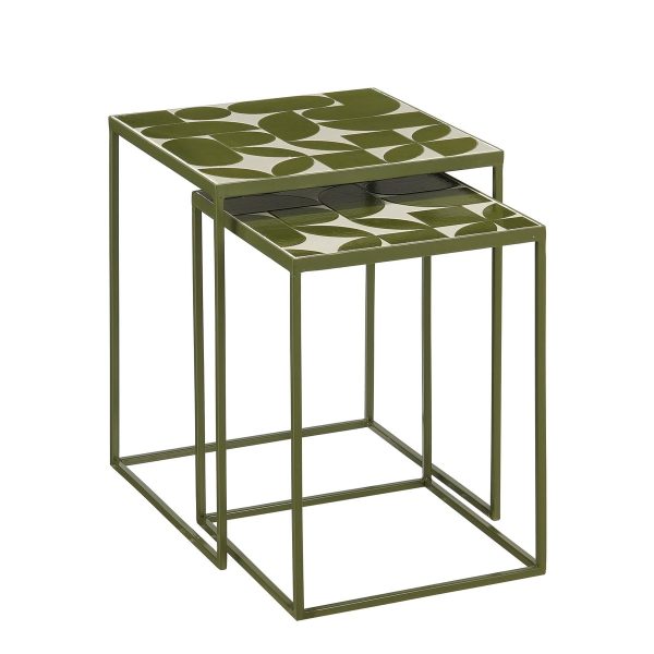Bologna Bijzettafel Buiten - Set van 2 - L38 x B38 x H48 cm - Metaal - Groen