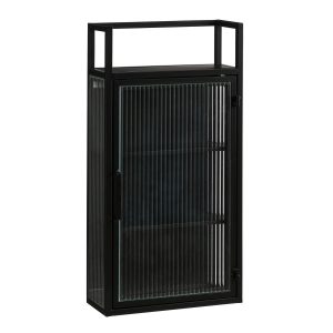 Clifton Wandkast - L38 x B15 x H74 cm - Metaal - Zwart