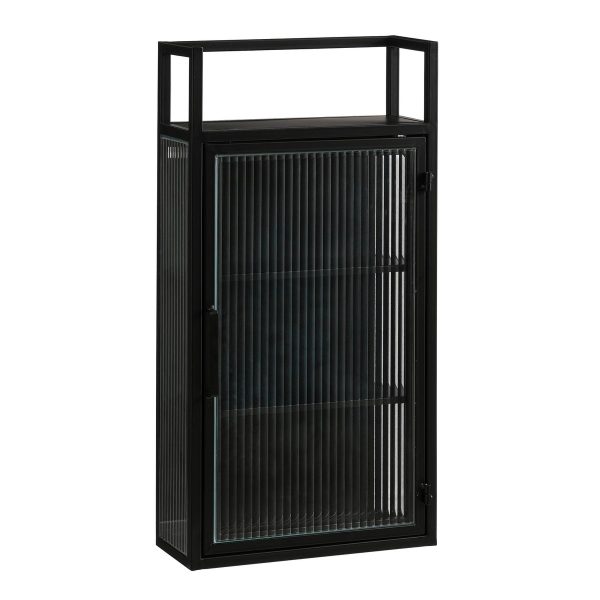 Clifton Wandkast - L38 x B15 x H74 cm - Metaal - Zwart