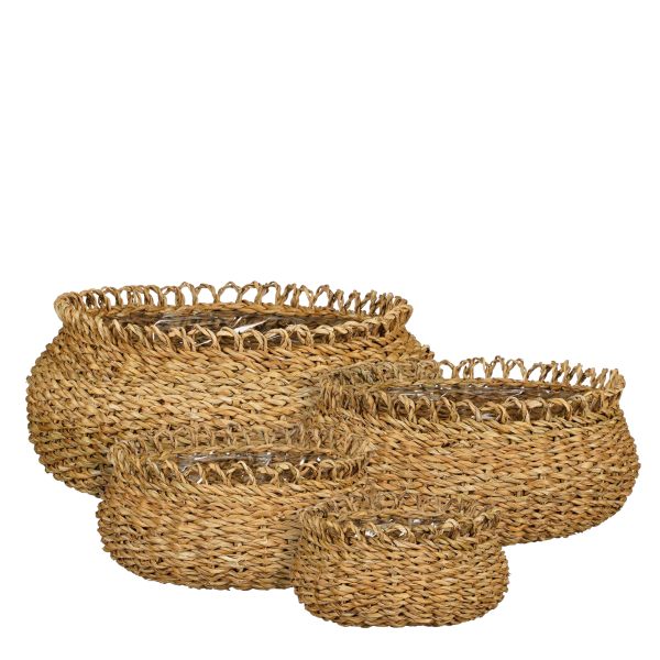 Gourdon Plantenmand - Set van 4 - H17 x Ø31 cm - Bruin