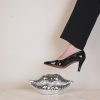 Ornament - disco -lippen - glas - zilver - 29x10x13,5 cm - Afbeelding 2