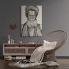 Gobelin geweven wandtapijt 75/125 Bandu Baba Zwart/Wit WH2025 Gespannen - Afbeelding 2