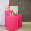 Bijzitter - cilinder- MDF - Neon roze - 39x39x45cm - Afbeelding 2