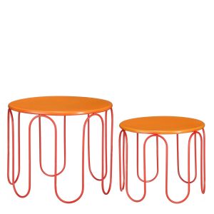Dione Bijzettafel - Set van 2 - H40 x Ø46 cm - Metaal - Oranje