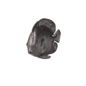 Ornament - Platte Vis - Polyresin - Zwart - 19,5x10,5x16cm