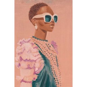 Rose - Textielkunst opgespannen op een spieraam, niet ingelijst