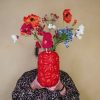 Vaas - Kusjes - Keramiek - Rood - 17x17x27cm - Afbeelding 2