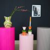 VASE-STRIKS-steengoed -groen/ roze- 16x16x22cm - Afbeelding 7
