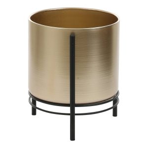 Sverre Bloempot op Standaard - H29 x Ø25 cm - Goud, Zwart