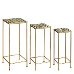 Alanza Bijzettafel Buiten - Set van 3 - L28 x B28 x H67 cm - Metaal - Groen