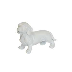Ornament - Teckel - Polyresin - Wit - 20x8x15cm