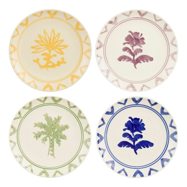 Clayton Dinerbord - Set van 4 - H3 x Ø25 cm - Steengoed - Groen, Blauw, Geel, Lila