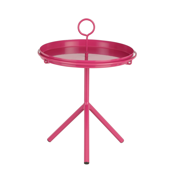 Aston Bijzettafel met Afneembaar Dienblad - H42 x Ø31 cm - Metaal - Fuchsia