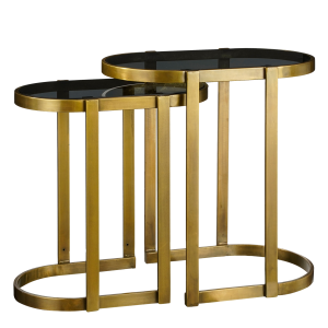 Kevin Bijzettafel - Set van 2 - L54 x B34 x H56 cm - Metaal - Goud