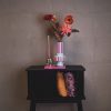 Vaas - Streep - Keramiek - Mintgroen/Neon Roze -14x14x26 cm - Afbeelding 2