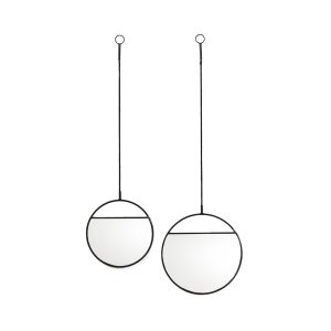 Mirror - Round Wall Mirrors - Metal - Black -S2- 25x90 & 30x100