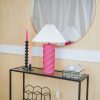 Tafellamp - keramiek - neon roze - E27- 12x12x28cm - Afbeelding 3