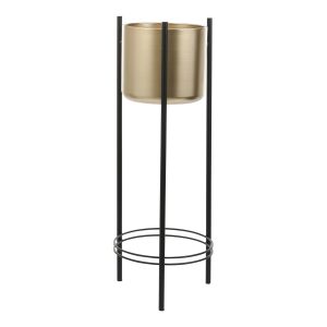 Sverre Bloempot op Standaard - H81 x Ø27 cm - Metaal - Goud, Zwart