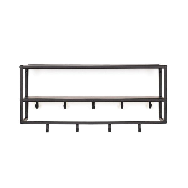 Kapstok - Planken - Metaal - Zwart - 73x21x29,5cm