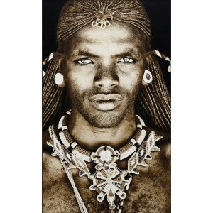 Gobelin geweven wandtapijt 75/125 Samburu Warrior Kenia WH1709 Uitgerekt