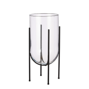 Jamey Vaas op Standaard - H50 x Ø24 cm - Transparant, Zwart