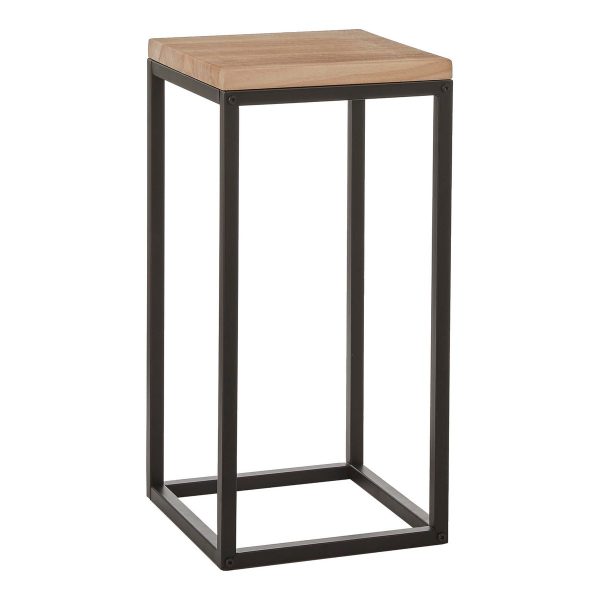 Oskar Plantentafel - L30 x B30 x H62 cm - Hout, Metaal - Zwart