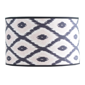 Lampenkap - Kelim Print - Polyester - Zwart/Wit - 26x30x23cm