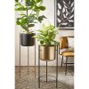 Sverre Bloempot op Standaard - H66 x Ø27 cm - Metaal - Goud, Zwart - Afbeelding 5