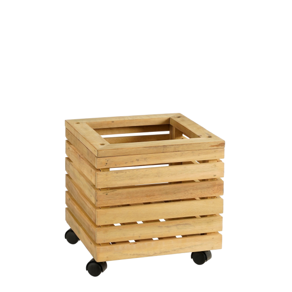 Glenwood Plantenbak Vierkant op Wielen voor Buiten - L35 x B35 x H35 cm - Acaciahout - Bruin