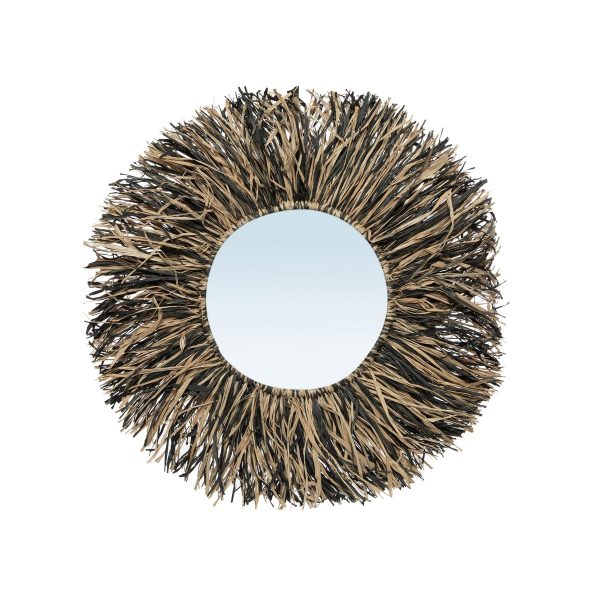 De Raffia Fringe Spiegel - Naturel Zwart - S