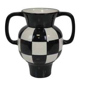 Vaas - Kan - Keramiek - Zwart/Wit - 22x14,5x22,5cm